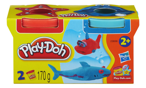 Pacote Play Doh X 2 latas de massa Hasbro Classic Colors: azul celeste e vermelho