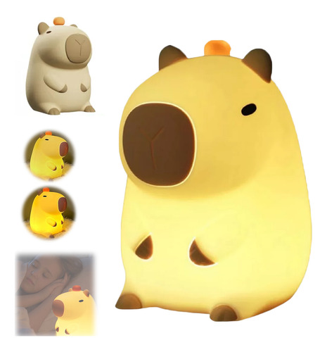 Lámpara Nocturna De Silicona Capibara De Control Táctil Beige
