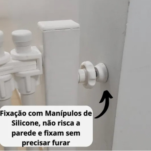 Portãozinho Sem Fixação Para Bebes - Para Escadas E Portas Branco