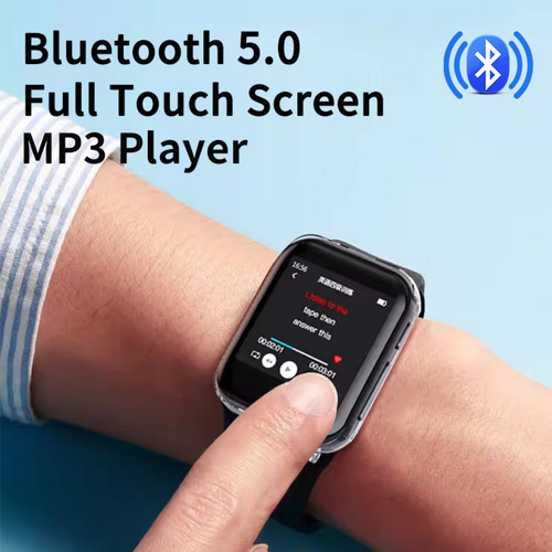 Reloj inteligente Ruizu M8 de 32 GB, Mp3 Touch, Bluetooth FM, funda de color negro con correa de color negro