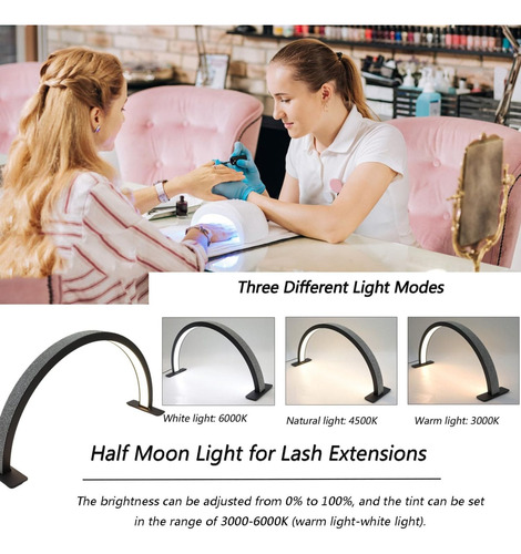 Lampara Led De Mesa Arco Media Luna Ideal Estetica Uñas Negr