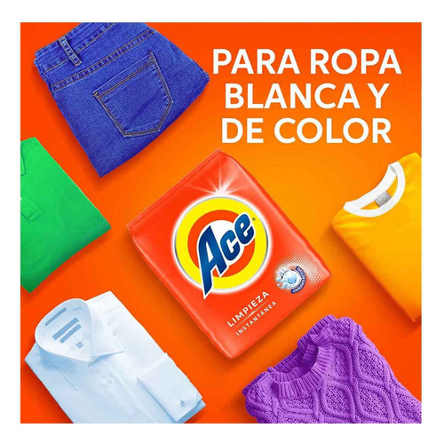 Detergente Lavandería En Polvo Ace Regular Ropa Color 648g