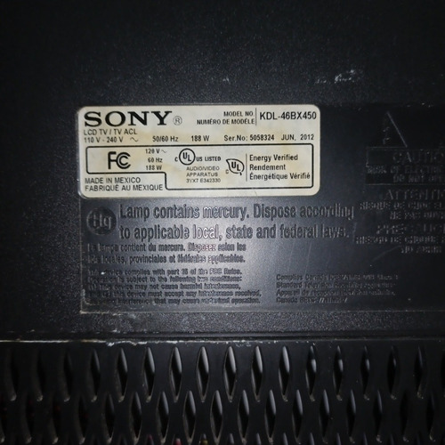 Imagen 3 de 3 de Vendo Para Reparar Tv Lcd Sony 46 Pulgadas Kdl-46bx450