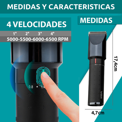 Máquina Corta Pelo Profesional Vgr V-698 Led Usb Turbo 4 Vel