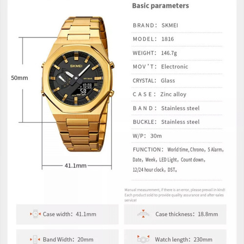 Reloj Electrónico Empresarial Impermeable Skmei Para Hombre