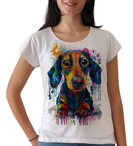 Remera Perro Salchicha Dachshund Animal Mujer Purple Chick