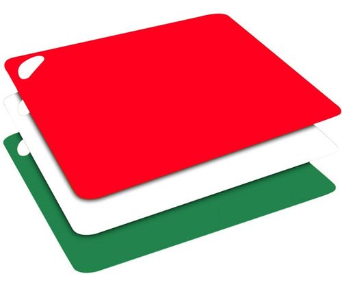 Juego De Tablas Para Picar Alimentos Plástico 3 Pzas Cocina Color Tricolor Liso