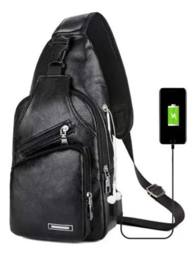 Mochila De Hombro Bandolera Antirobo Piel Con Usb