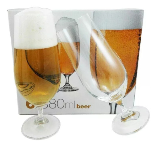 Copas De Cristal Bohemia Cerveza 380 Ml X6