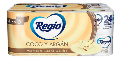 Imagen 1 de 1 de Papel Higiénico Regio Coco Y Argán 24 Rollos