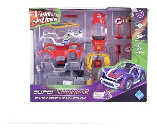 Auto Vehículo Para Armar Pull Back Super Tunning Duende Azul Color