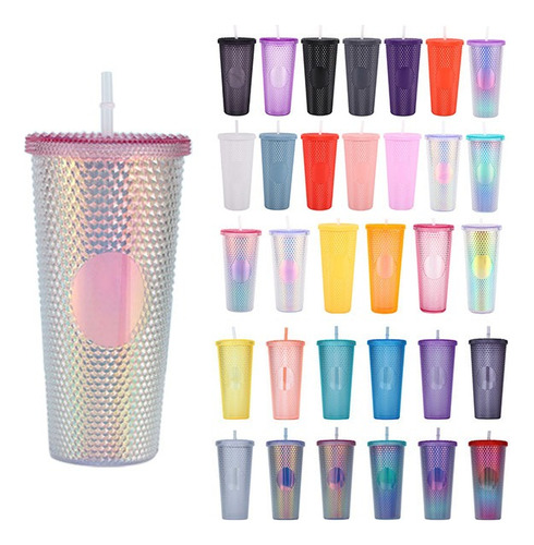 720ml Taza Termica Vasos Plasticocon Tapa Y Pajita