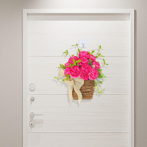 Corona De Cesta De Flores De Rosas Chinas Artificiales Hecha