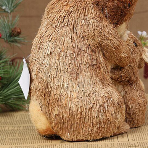 Encantadora Paja Conejo De Pascua Estatuilla Arte 24x15x33cm