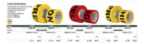 Cinta Delimitadora ''precaución'' 100 M Truper 12578 Color Amarillo