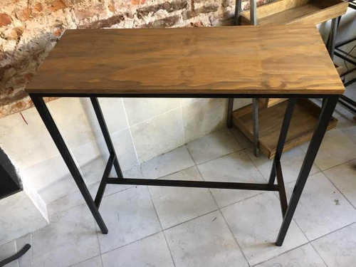 Imagen 5 de 9 de Mesa Barra Hierro Y Madera 100x40x105 Industrial Bar Evento