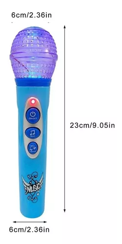 Micrófono Infantil Karaoke Luz Y Sonido 21 Cm Juego Juguete Color Celeste