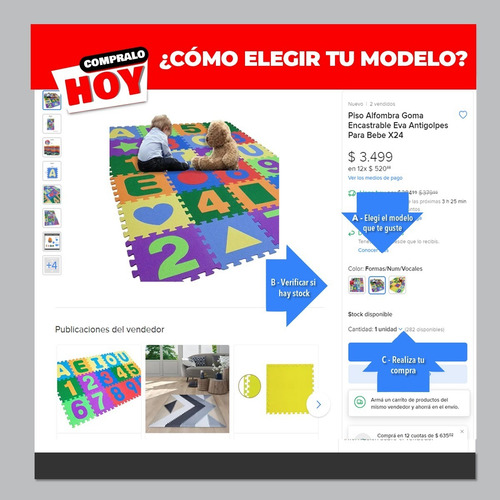 Imagen 6 de 10 de Piso Goma Eva Encastrable Alfombra Bebe Colores Lisos 18 Pzs
