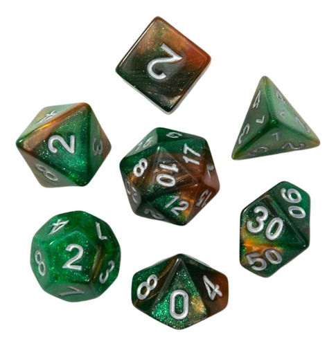 5 Juego De Dados Poliédricos Surtido De Áureo Verde
