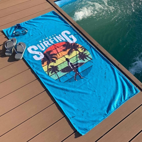 Toallón Microfibra Secado Rápido Playero Gigante 75x150cm Surfing