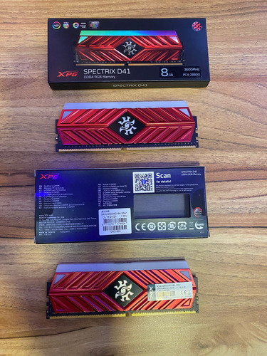 2 Memórias Xpg Spectrix D41 Rgb 8gb 3600mhz, Ddr4, Cl18 (Usado)