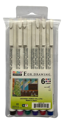 Imagen 1 de 2 de Set 6 Estilografos 0.5 De Colores Para Dibujo Arte