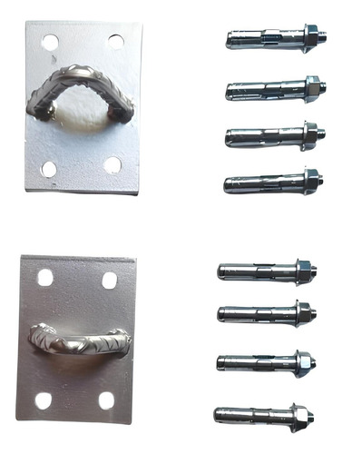 Hamaqueros Para Hamacas Uso Rudo Inoxidable Kit Instalacion Plata 7x10cm