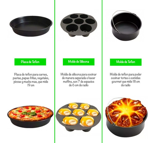 Accesorios Freidora De Aire Juego 12 Piezas Antiadherente.