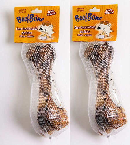 2 Unidades Osso Bovino Defumado Cachorro Cães Beefbone Cor Marrom-claro