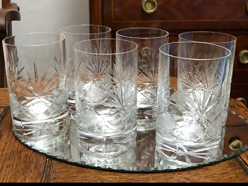 Vasos De Cristal Tallados X 6 Unid. Impecables.