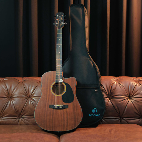 Kit Violão Giannini Gf-1d Bag Palheta Groover Folk Cordas De Aço Eletroacústico Série Performance Walnut Satin Fosco Equalizador E Afinador Embutidos