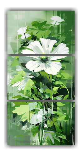 75x150cm Cuadro Expresion Detalles Verdes Y Blancos Estilo N