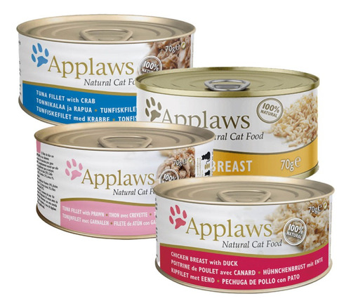 Pack X 4 Latas Alimento Applaws Premium Gato Sabores, 70 Gr