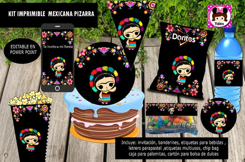 Kit Imprimible Fiesta Mexicana Maria Pizarra Editable