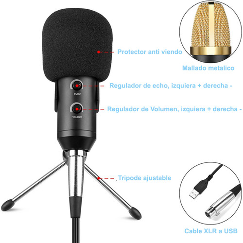 Micrófono Condensador Bm800e+ Cardioide Usb Xlr