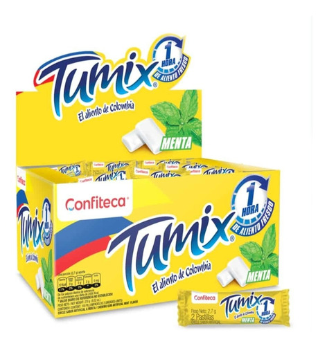 Chicles Tumix Menta - Caja X 100 Paq / Displ X 2 Und