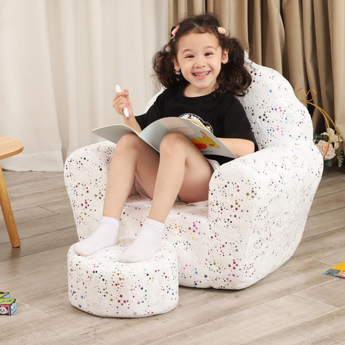 Momcaywex Sofá Infantil Con Otomana Sofá Tipo Concha Para Blanco Con Brillante