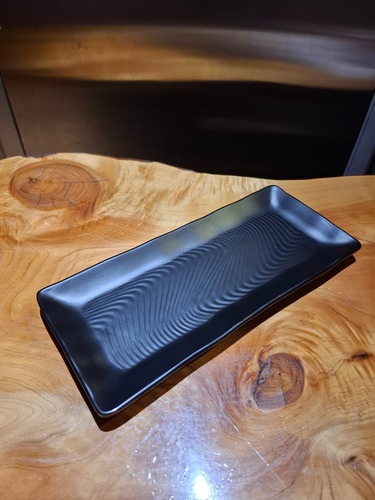 De 12 Platos Melamina Negro 27×11 Cm Rectangular Plato Sushi
