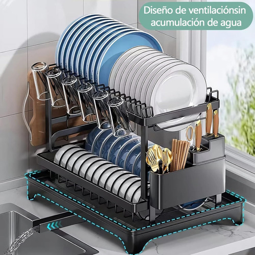 Escurridor De Loza Secaplatos 2 Niveles Negro