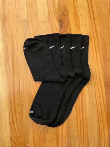 Calceta 2/4 Negra 9 Pares /n/i/k/e/ 100% Algodón Negro Liso U