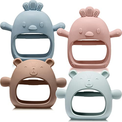 4 Pcs Baby Teething Toys Bear Hand Teethers For Babies ...