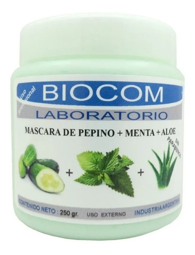 Biocom Mascara Aloe Pepino Menta Descongestiva Piel Sensible Tipo de piel Todo tipo de piel