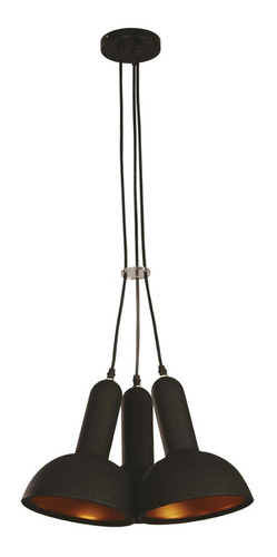 Lumimexico 04820-2 Lámpara Colgante Vintage Dorado Con Negro 60w E27 3 Luces