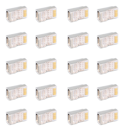 Kit De Conectores Finais Blindados Cat6 Rj45, 100 Unidades,