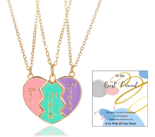 Collar Bff Para 3 Mejores Amigos Con Colgante En Forma De Co