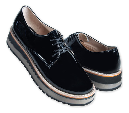 Zapato Dama Mancera 1925 Charol Negro Casual 22 Al 26