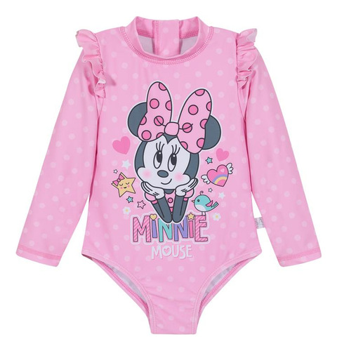 Traje De Baño Bebe Niña Entero Uv50+ Disney Minnie Rosado M/