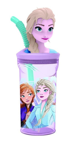 Vaso Infantil Frozen Estatuilla Elsa Con Sorbete Disney Taza