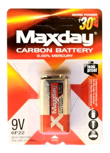 Bateria De 9v Maxday Pila (%0 Mercurio).