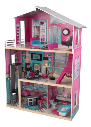 Casa Luxury De Madera De 3 Pisos Para Muñecas Tipo Barbie